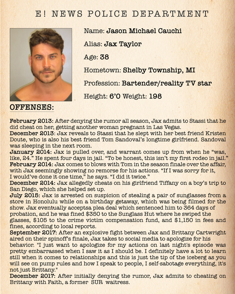 Jax Taylor's Rap Sheet Revealed A History of His Misdeeds on
